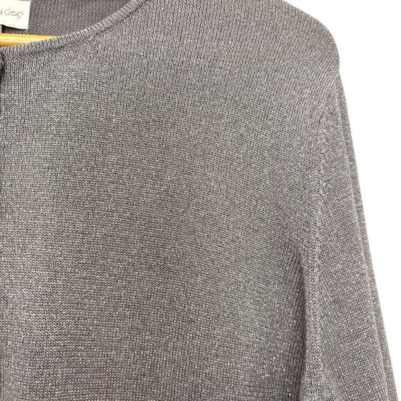 NORTHERN ISLES Cardigan Sweater NWT Grey with Silver Metallic Detail Size L New - Picture 2 of 8